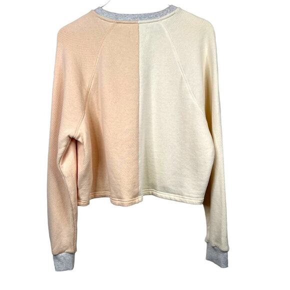 MADEWELL Sweatershirt the MLW Airterry Colorblock Crop in Peach and Cream Small - Picture 6 of 10